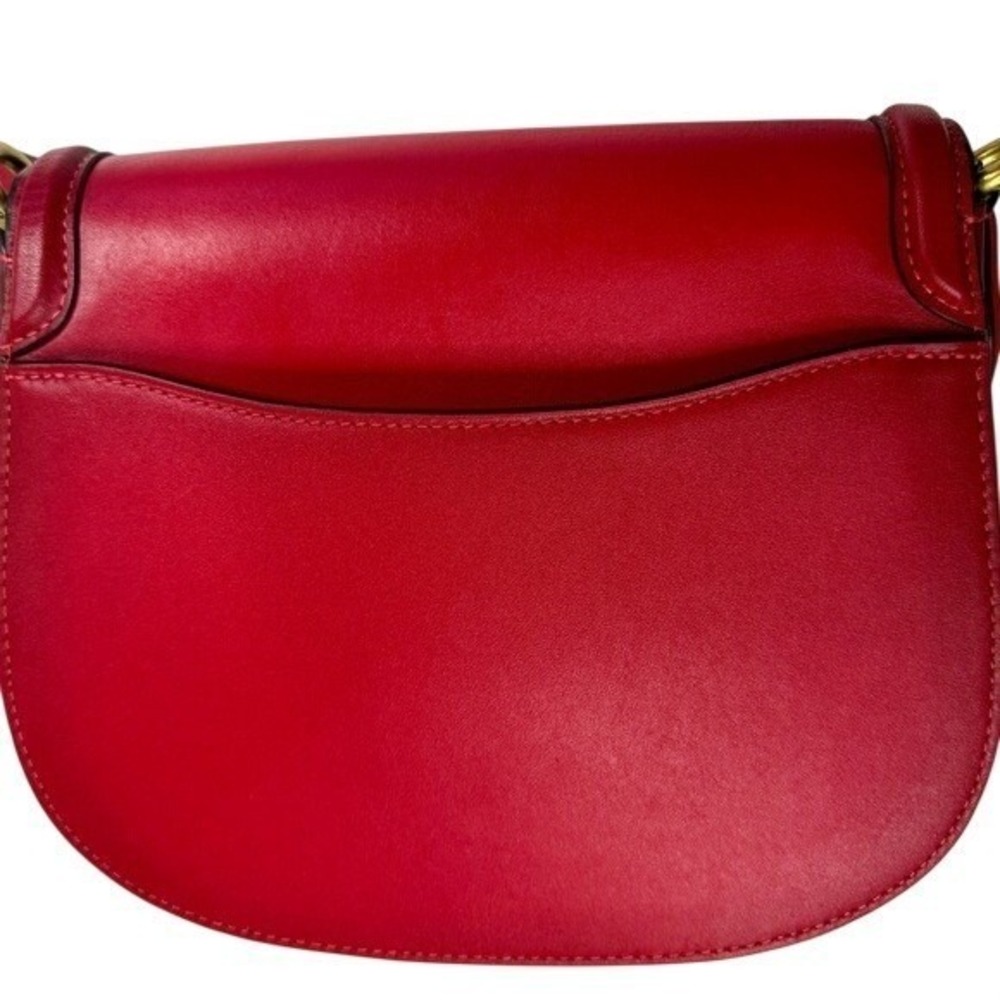 Coach Beat Saddle Bag Red Glovetanned Leather Crossbody C3738 Blue Strap - Picture 4 of 12